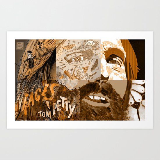 "Faces - Petty" by Blackard, Boehm, Fiche, Livengood, & McCarthy - Monochrome Art Print