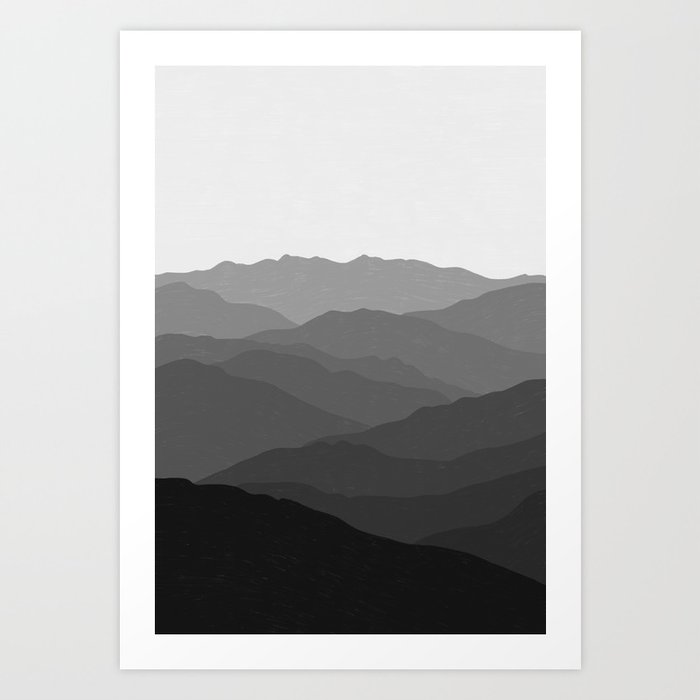 Shades of Grey Mountains Art Print
