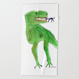 Dinosaur and Tiny Man Beach Towel