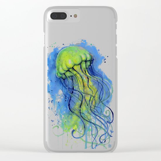 Jellyfish Watercolor Beautiful Sea Creatures Clear iPhone Case