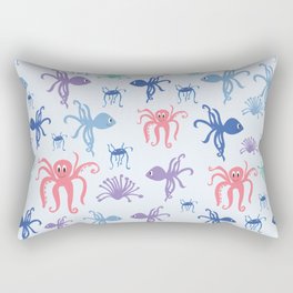 Sea Life with Fish, Octopus, and Jellyfish Rectangular Pillow