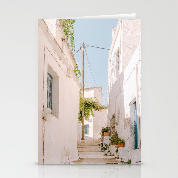 Greek Urban Street Photography - Picturesque and Traditional Village on the Greek Islands Stationery Cards