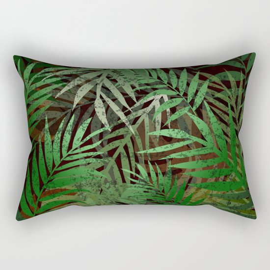 TROPICAL GREEN LEAVES BROWN B. Rectangular Pillow