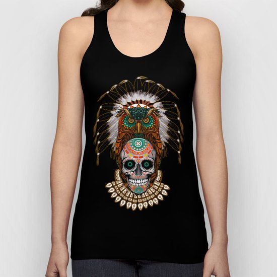indian native Owl sugar Skull iPhone 4 4s 5 5c 6 7, ipod, ipad, pillow case Unisex Tank Top