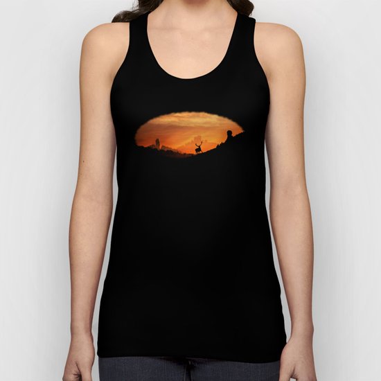 Deer in a mystical landscape Unisex Tank Top