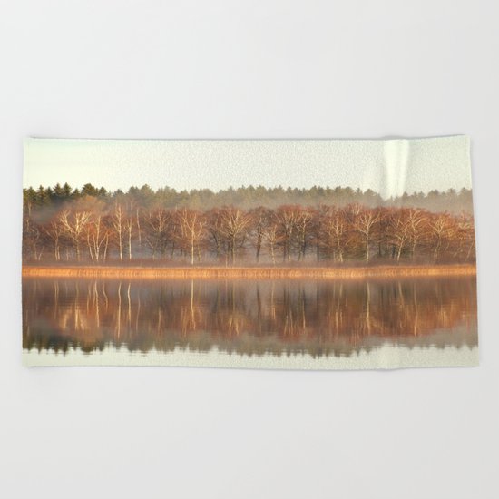 Foggy Reflection Beach Towel