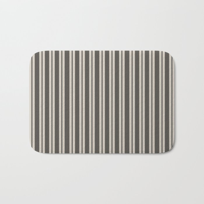 Simple Double Stripe Pattern in Stone Beige and Bronze Bath Mat