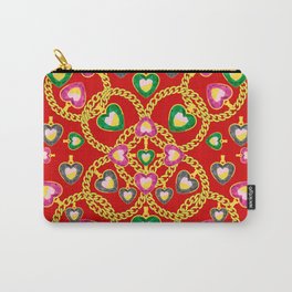 Fashion Print with Golden Chains and Jewelry Carry-All Pouch