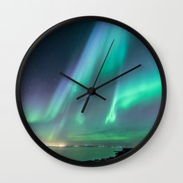Galaxy Watercolor Aurora Borealis Wall Clock