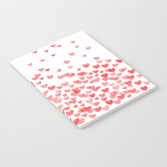 Hearts - Valentines Glitter Hearts in pink on white background for trendy girls valentines day Notebook