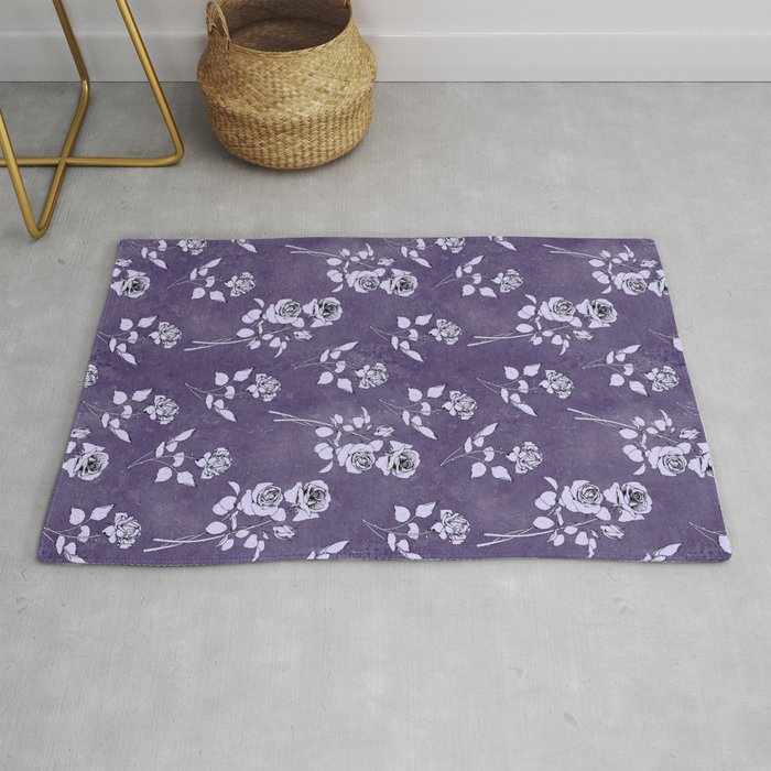 Very Peri Floral Pattern Rug