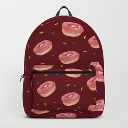 Cute Doughnut Print On Maroon Background Pattern Backpack