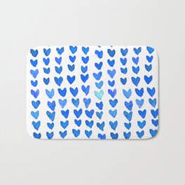 Brush stroke hearts - blue Bath Mat | Cute, Valentinesday, Boyfriend, Saintvalentine, Painting, Ink, Modern, Watercolor, Simple, Couple 