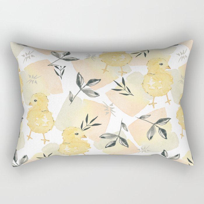 Spring Chicks Floral Rectangular Pillow