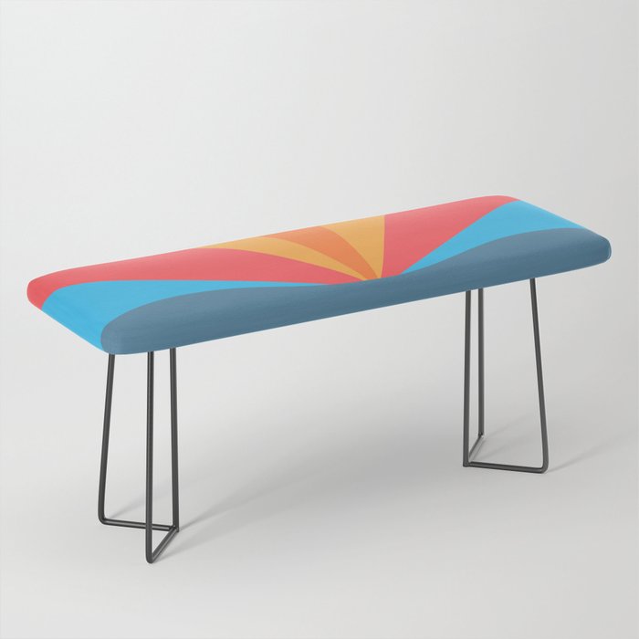 DarkCoverSun III - Colorful Sunset Retro Abstract Geometric Minimalistic Design Pattern Bench