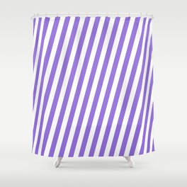 [ Thumbnail: Purple and White Colored Lines Pattern Shower Curtain ]
