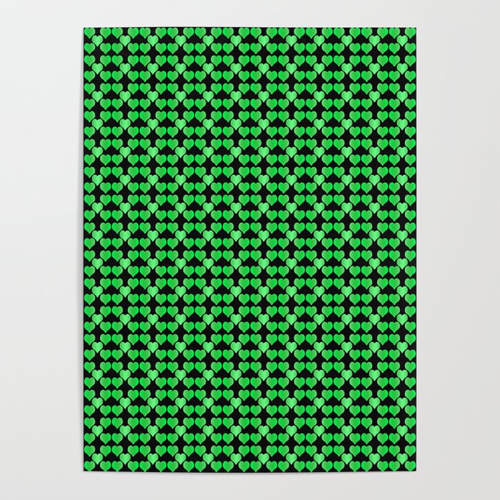 Green Glitter Modern Heart Collection Poster