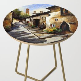 Walking through a medieval Italian village Side Table