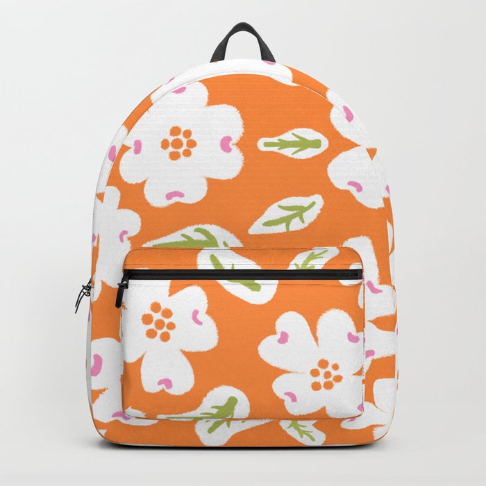 Mid-Century Modern Dogwood Flowers Orange Backpack