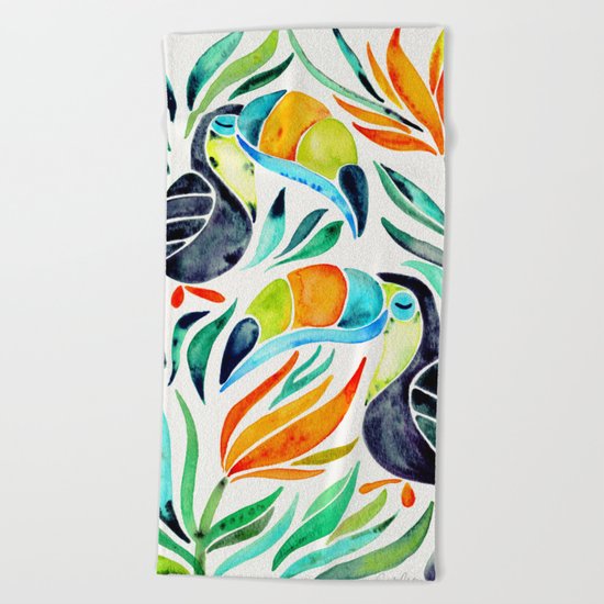 Tropical Toucans Beach Towel