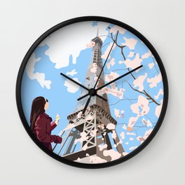 Ice Cream Treat on a Cold Day in Paris Wall Clock