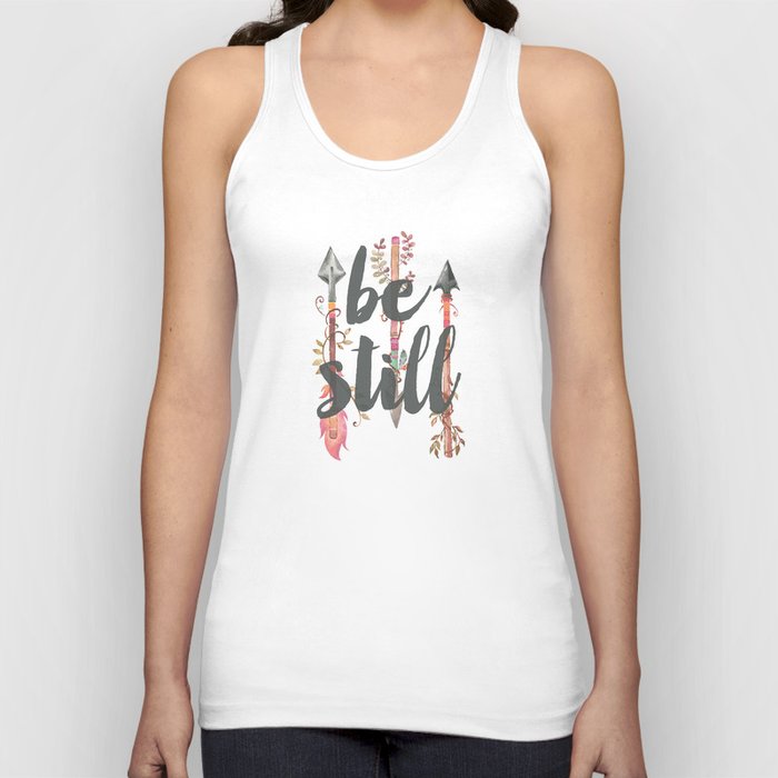 Be Still with Watercolor Feather Arrows Tank Top