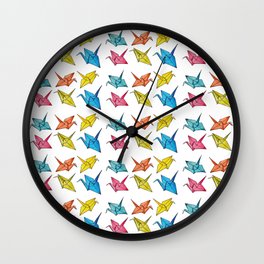 Colourfull paper cranes Wall Clock