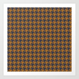 Houndstooth pattern. Brown and Navy Blazer colors. Art Print