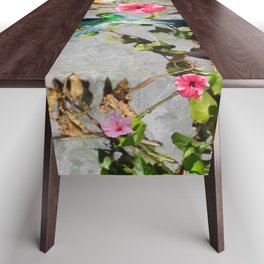 Hummingbird Hibiscus Collage Floral Table Runner