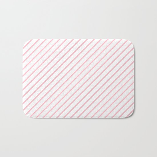 Diagonal Lines (Pink/White) Bath Mat