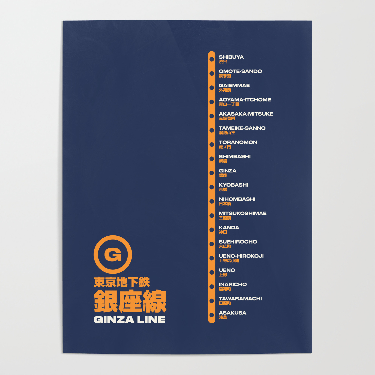 Ginza Line Tokyo Train Station List Map Navy Poster By Neotokyo Society6 Ginza Line Tokyo Train Station List Map Navy Poster By Neotokyo Society6