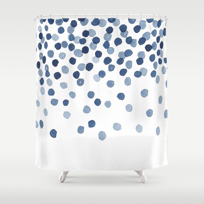 Blue Confetti Falling From the Sky Shower Curtain