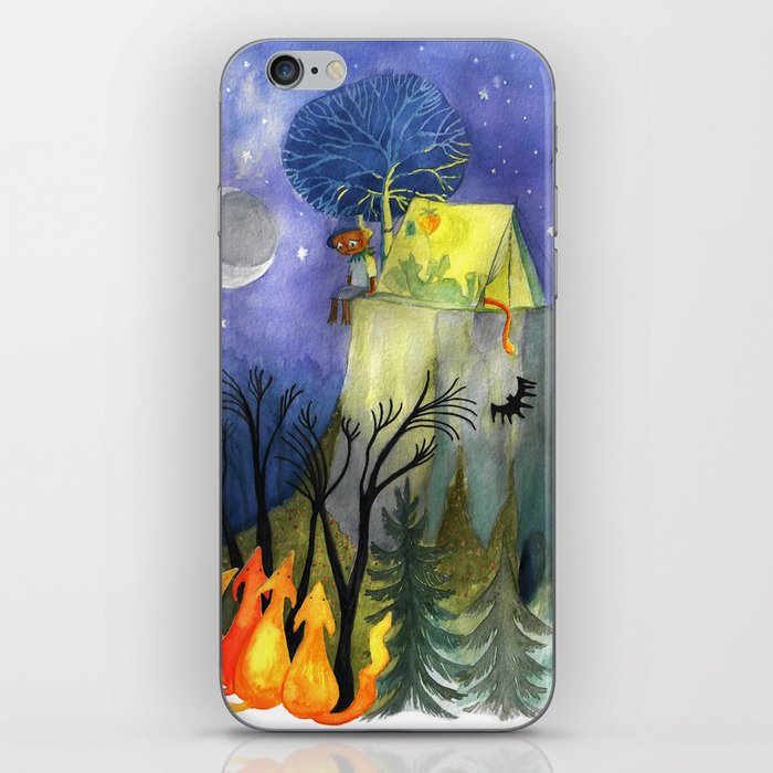 Camping on the top of the hill iPhone Skin
