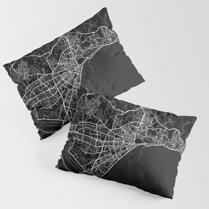 Malaga City Map of Andalusia, Spain - Full Moon Pillow Sham