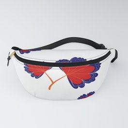 Red and blue flowers sandwiched by orange feathers pattern Fanny Pack