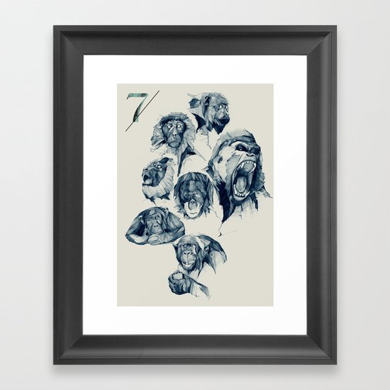 Seven Monkeys Framed Art Print