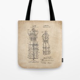 Vintage Dress Form Patent Drawing - Industrial Decor - Sewing - Vintage Design Tote Bag
