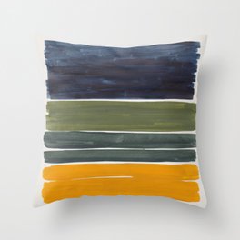 Minimalist Mid Century Color Block Color Field Rothko Navy Blue Olive Green Yellow Pattern by Ejaaz Haniff Throw Pillow