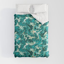 Teal and turquoise abstract marble pattern, liquid art Duvet Cover