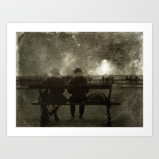 ON THE BENCH Art Print