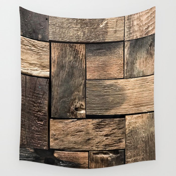 Rustic Wood Block // Tetris Jenga Vibe Real Hardwood Texture Accent  Decoration Wall Tapestry By Awyezza | Society6