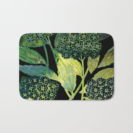 Dark floral with golden accent Bath Mat