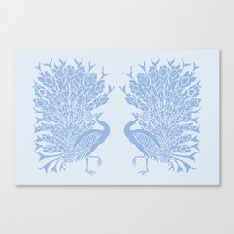 Vintage Art Deco 1930s Peacocks Birds Blue Canvas Print