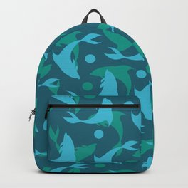 dolphins in blue Backpack | Naturedesign, Tropical, Exoticanimals, Underthewaters, Naturepattern, Paradise, Nature, Hawaii, Africa, Contemporary 