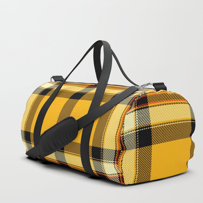 Argyle Fabric Plaid Pattern Autumn Colors Yellow and Black Duffle Bag