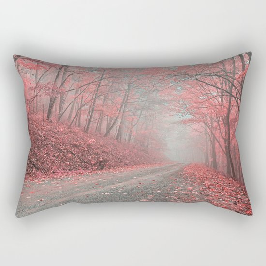 Misty Forest Road - Tickle Me Pink Rectangular Pillow