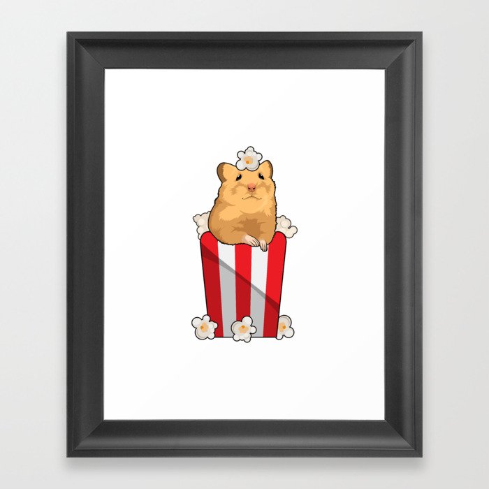Hamster with Popcorn Framed Art Print