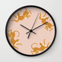 Leopard Race - pink Wall Clock