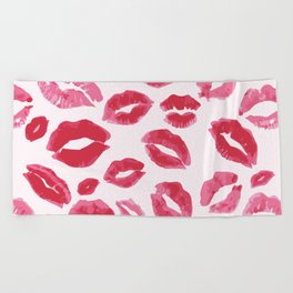 Lipstick Kisses Beach Towel