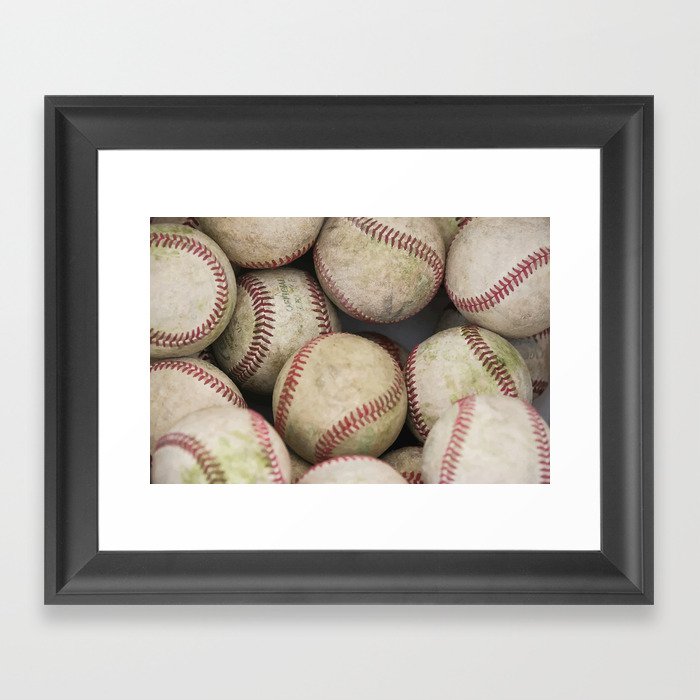 Many Baseballs - Background pattern Sports Illustration Framed Art Print